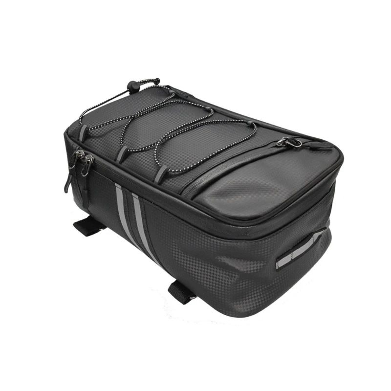 

X7AE Bike Rack Rear Carrier Bag PU Leather Waterproof Storage Bag 8L Reflective Bag