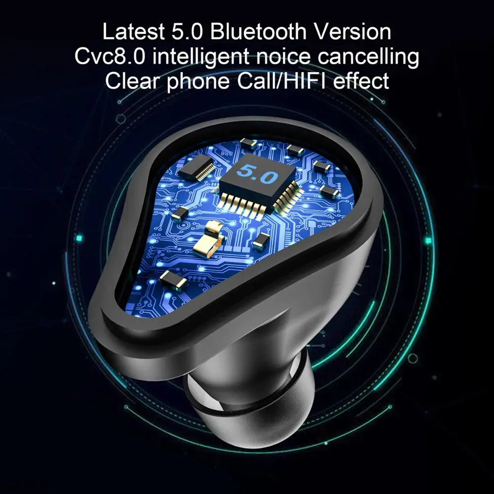 T9 TWS Bluetooth 5 0 наушники 9D стерео беспроводные IPX7 водонепроницаемые 7000 мАч LED смарт