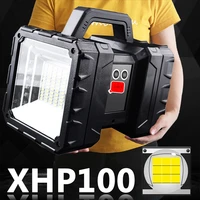 xhp100 super bright led usb rechargeable double head searchlight handheld flashlight work spotlight floodling light xhp70 torch