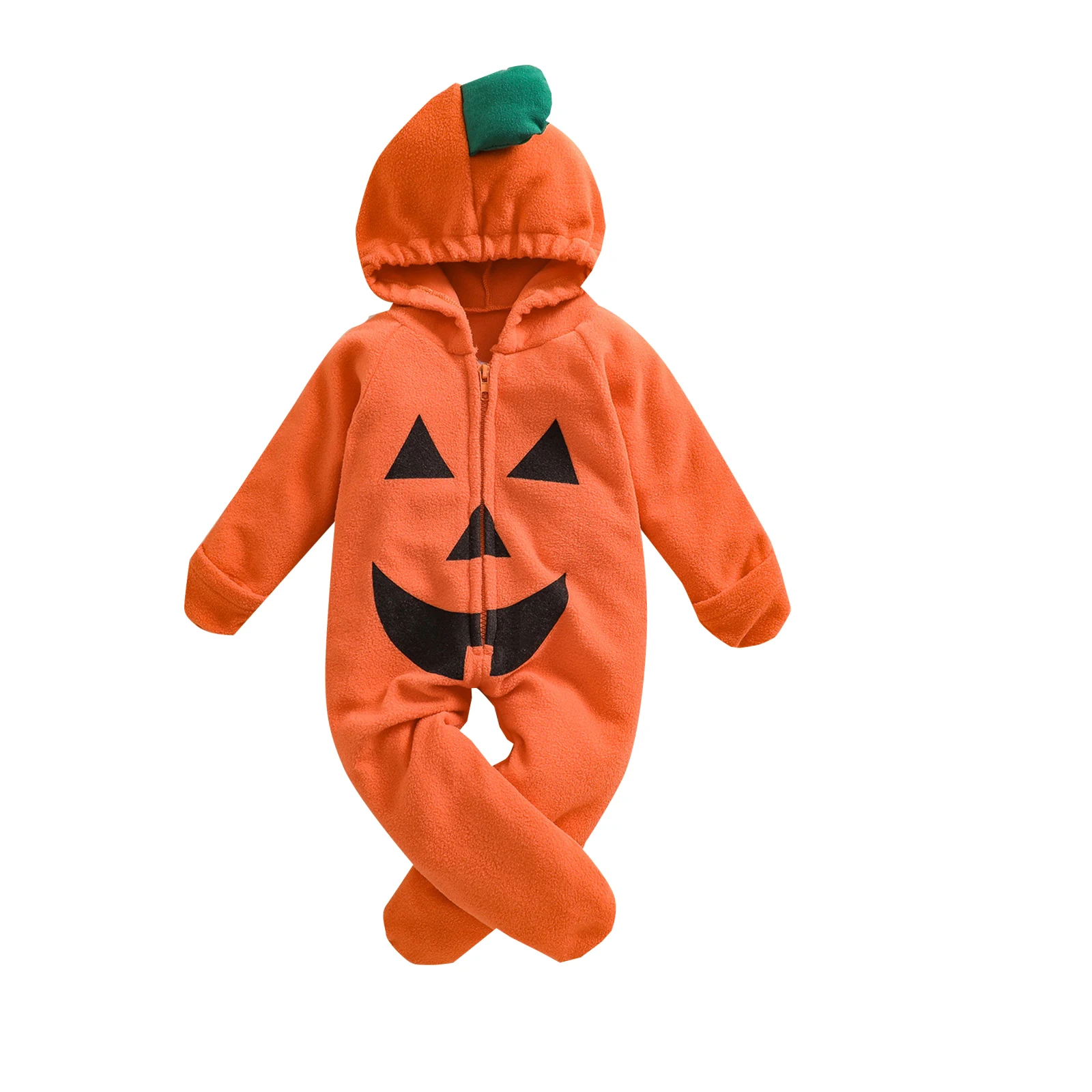 

Unisex Baby's Clothes My First Halloween Costumes Outfits Striped Kids Letter Pumpkin Print Long Sleeve Hooded Romper Overalls