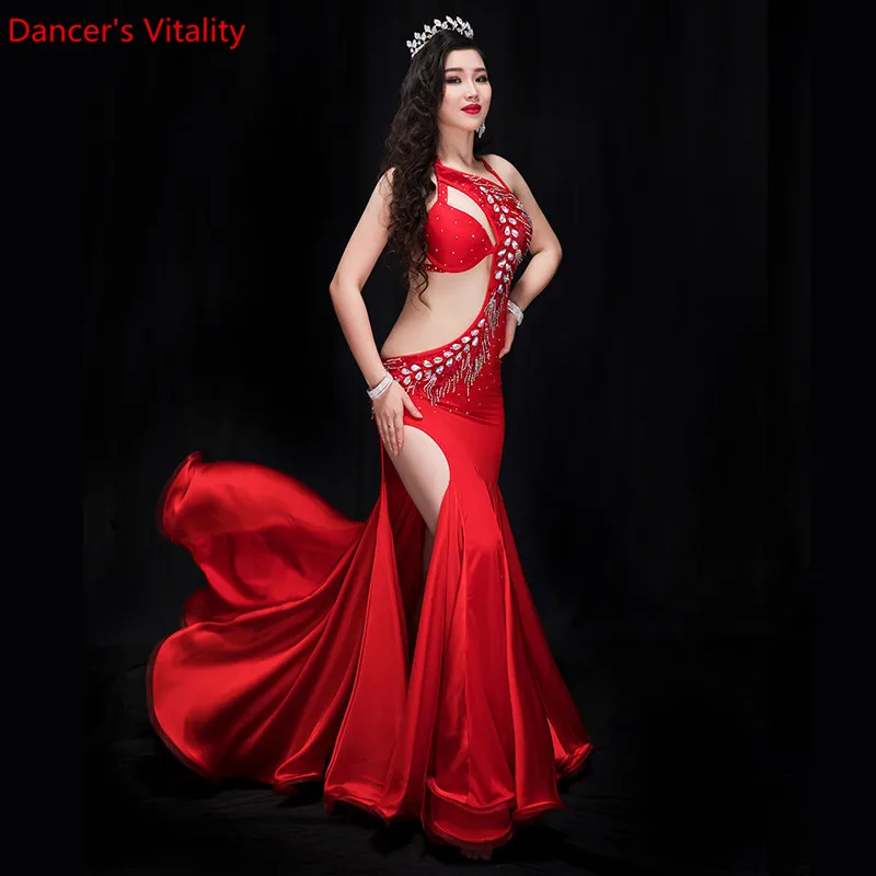 Новое выступление Belly Dance Элегантное платье с бриллиантами Девушка Платья Танцы