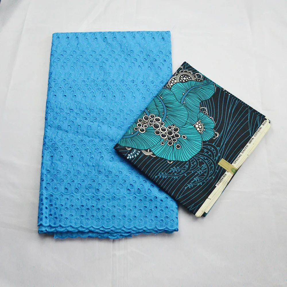 

3 Yards Ankara Fabric African Real Wax Print with 2.5 Yards Lace Cloth Pagne Africain 2020 High Quality Cotton Baby Lace and Wax