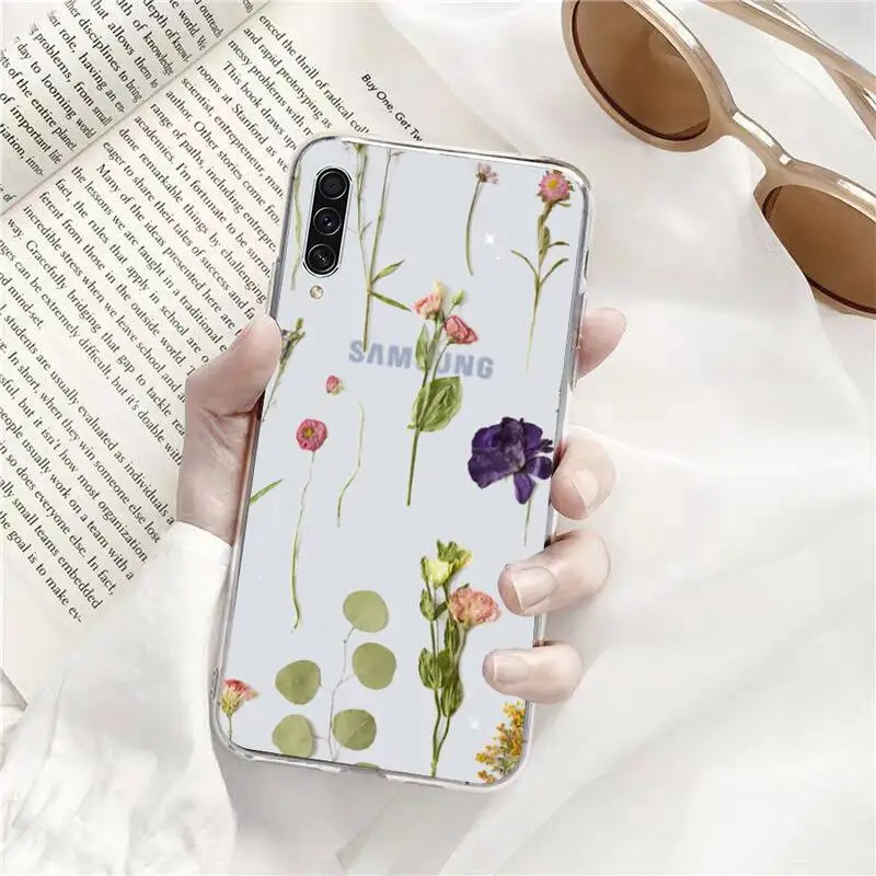

Luxury Tropical plants Flower Phone Case Transparent Clear For Samsung Galaxy A71 A21s S8 S9 S10 plus note 20 ultra