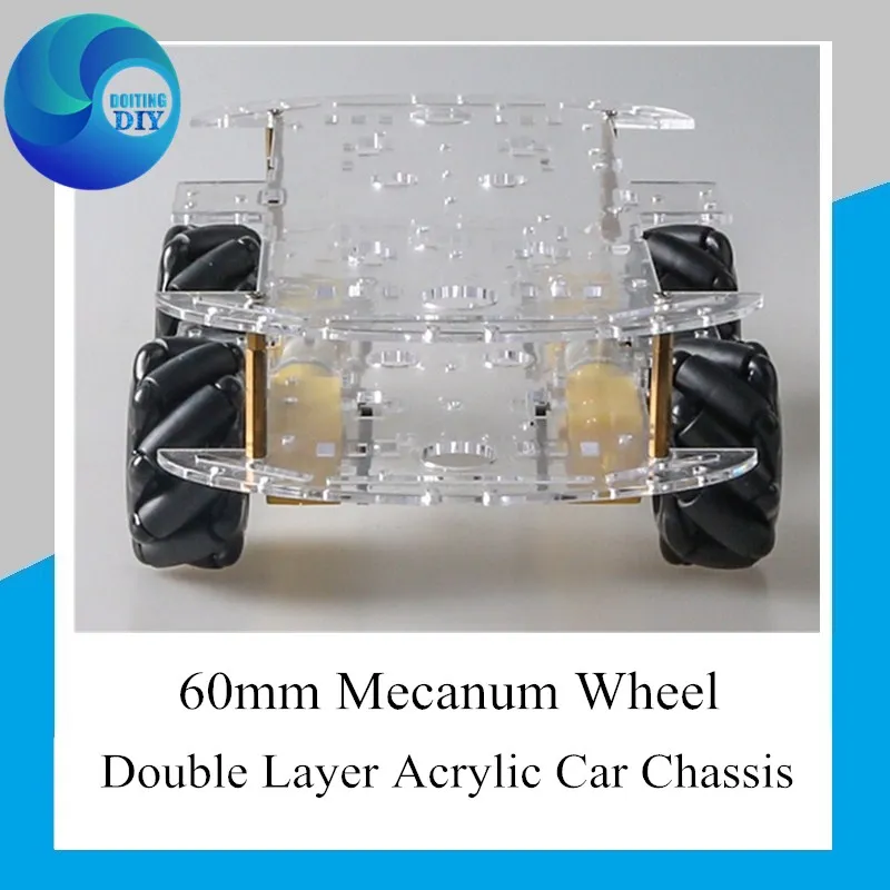 Двухслойный 60 мм колесо Mecanum шасси смарт-автомобиля с мотором TT для Arduino акриловая