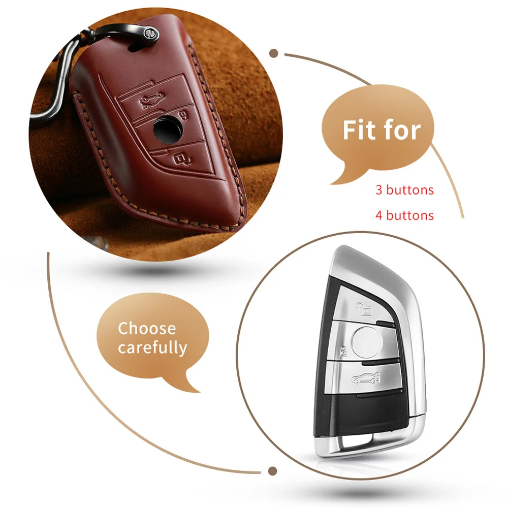 KEYYOU 3/4 Buttons Leather Car Key Case Cover Shell Protector for BMW 1 2 3 4 5 6 7 Series X3 M2 F CAS4 X5 X6 | Автомобили и
