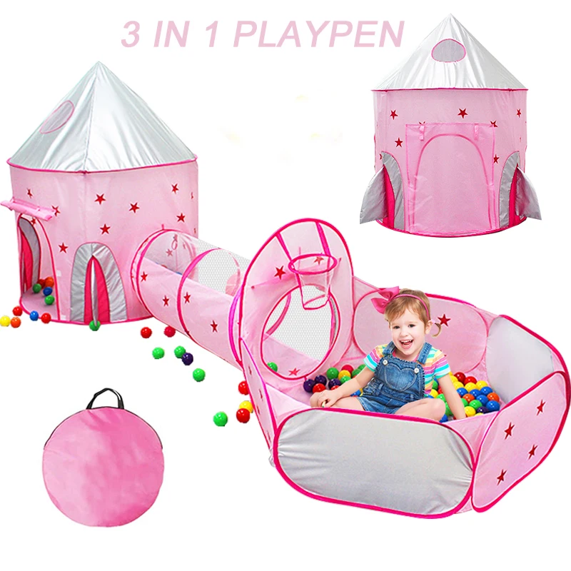 Детская игровая палатка 3 в 1 бассейн для шаров детский манеж игрушка туннельная