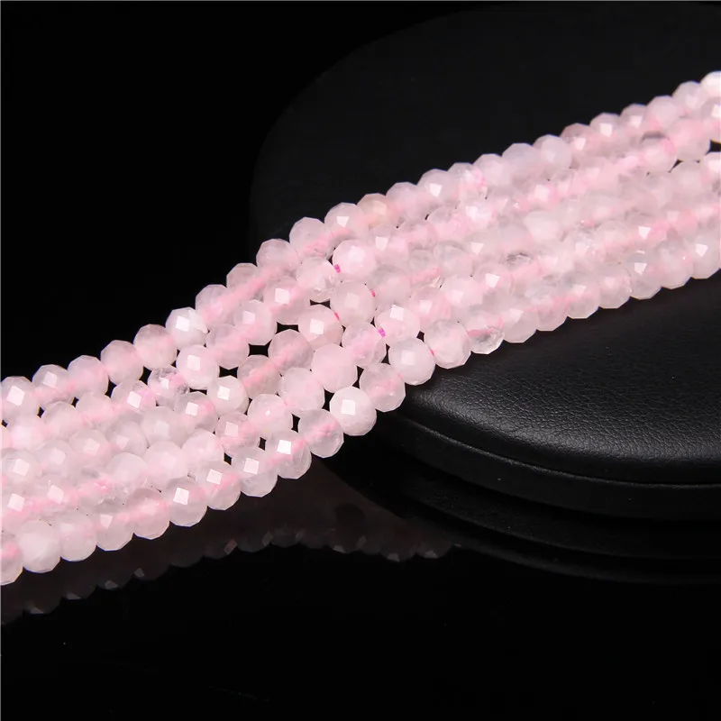 

Pink Natural Faceted Quartz Stone Beads Loose Isolation Rondelle Bead Handmade Jewelry Making Necklace Bracelet Earring 4x6mm