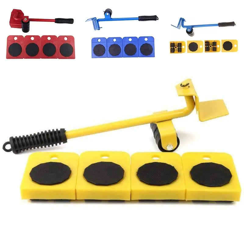 

5Pcs/set Professional Furniture Transport Lifter Tool Set Heavy Stuffs Moving Hand Tools Set Wheel Bar Mover Device