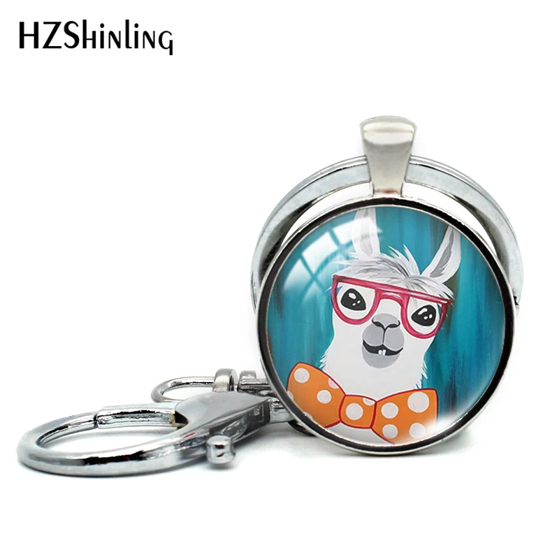 2019 New Alpaca NO PROB LLAMA Keyring Glass Cabochon Keyrings Funny Keychain Round Photo Jewelry |