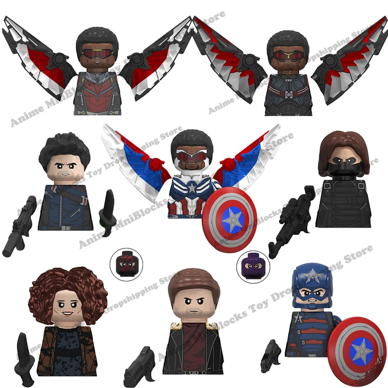 

Мини-кубики WM6117 из аниме-фильма Marvel, зимний солдат, баки, Капитан Америка, Сокол, экшн-фигурки, сборные игрушки, подарок на день рождения