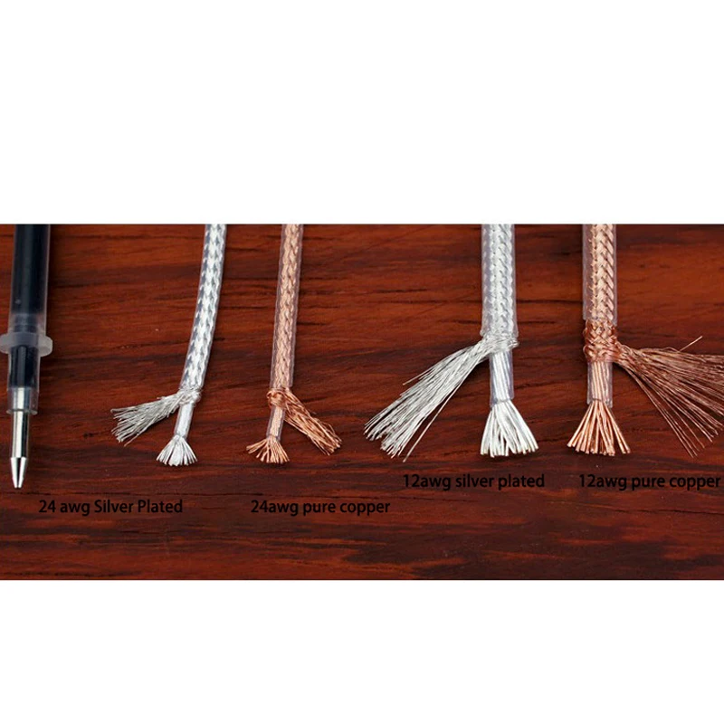 12AWG / 24AWG 4N чистая красная медь или посеребренный оптом Diy Аудио Hi-Fi Rca кабель для