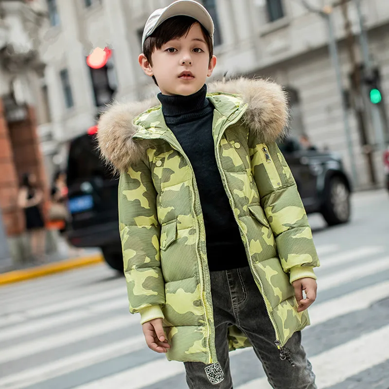 

Boys Camouflage Coat 2021 New Boys Winter Jacket Warm Hooded Fur Collar Child Snow Wear Kids Outerwear Children Clothing 5-12Y