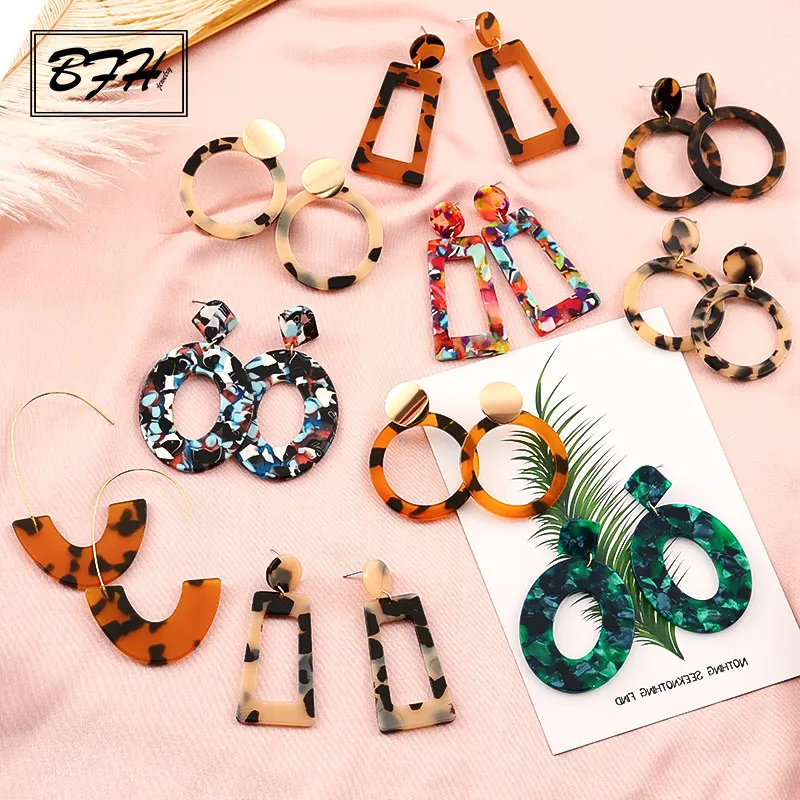 Акриловые серьги BFH для женщин большие декоративные женские полимерные овальные