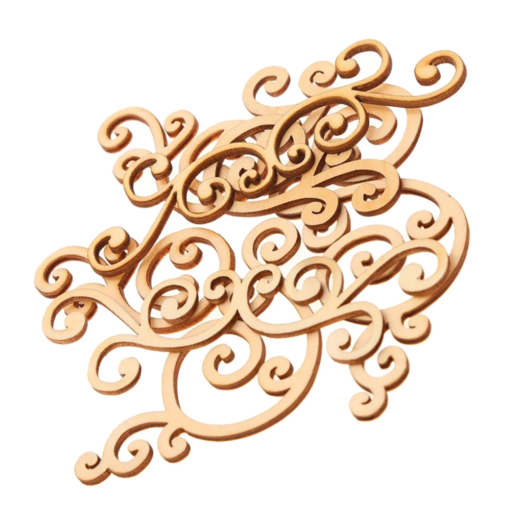 

8x Wooden Flourishes Shapes Decor Craft Scrapbooking Wood Gift Embellishment