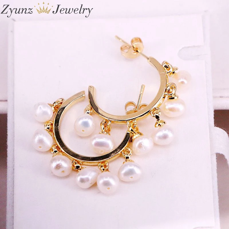 5 пар золотые модные ювелирные изделия серьги из пресноводного жемчуга