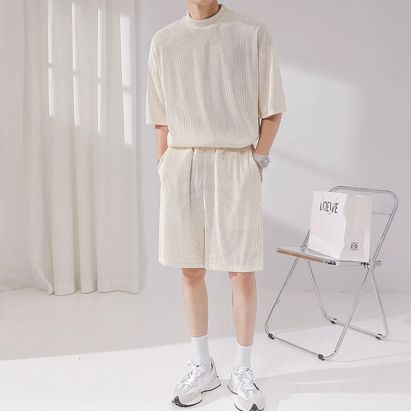 

MrGB Ice Silk Summer Men Shorts Homme Casual Baggy Straight Short Pants Solid Color Cool Trousers For Men Branded Men's Clothing