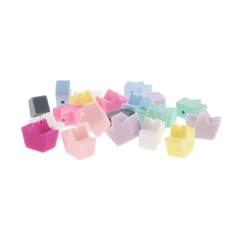 Mini corona de cuentas de silicona para mascar, sin Bpa, mordedor para beb&eacute;, perla, collar de dentici&oacute;n de grado alimenticio, pulsera, regalo para reci&eacute;n nacido, 50 Uds.-0