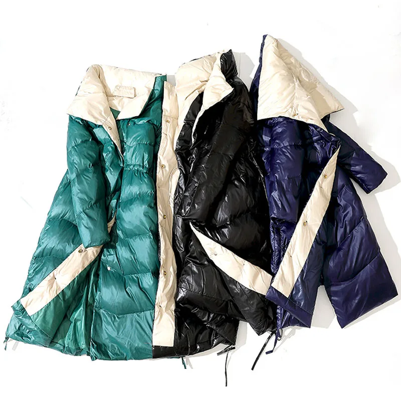 Зимняя куртка женская 2019 ультра легкая пуховая зимняя тонкая белая Водолазка