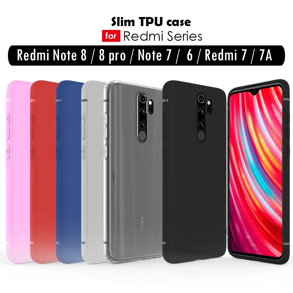 Матовый тонкий чехол для Redmi Note 8 Pro 7 6 pro 5 Redmi 7A 8A 6A K20 высококачественный гибкий мобильный чехол для телефона
