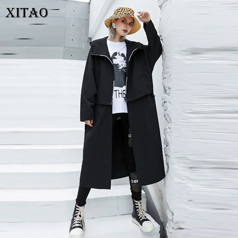 XITAO Tide лоскутное карман размера плюс Тренч Женская одежда 2019 корейская мода с