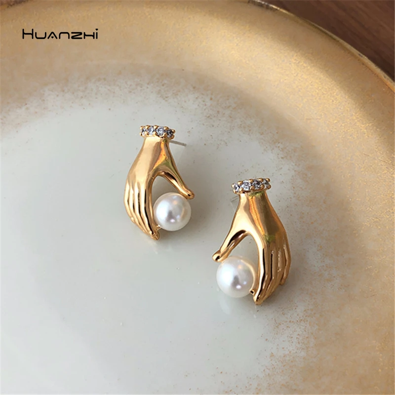 HUANZHI 2019 Новые простые продвинутые Стразы человечество рукоятка Жемчуг