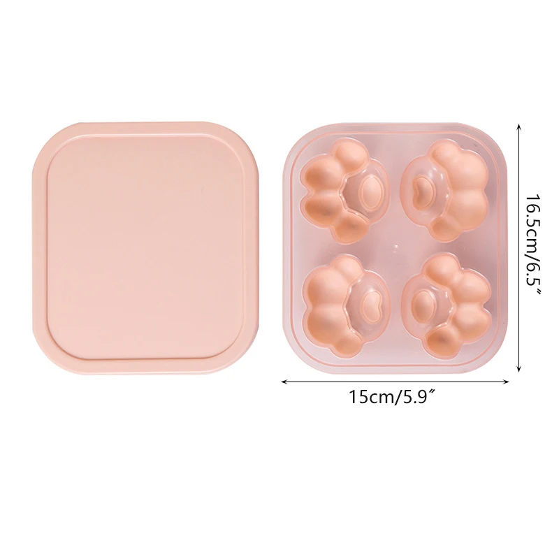 

Cat's Claw Silicone Ice Cube Tray Diy 4-Hole Pudding Ice Cube Mold with Lid Cartoon Fruit Milk Ice Cream Maker Bar Accessories