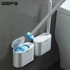 IZEFS одноразовая щётка для туалета с очищающей жидкостью, настенный инструмент для очистки для ванной комнаты, сменная щетка, аксессуары для туалета