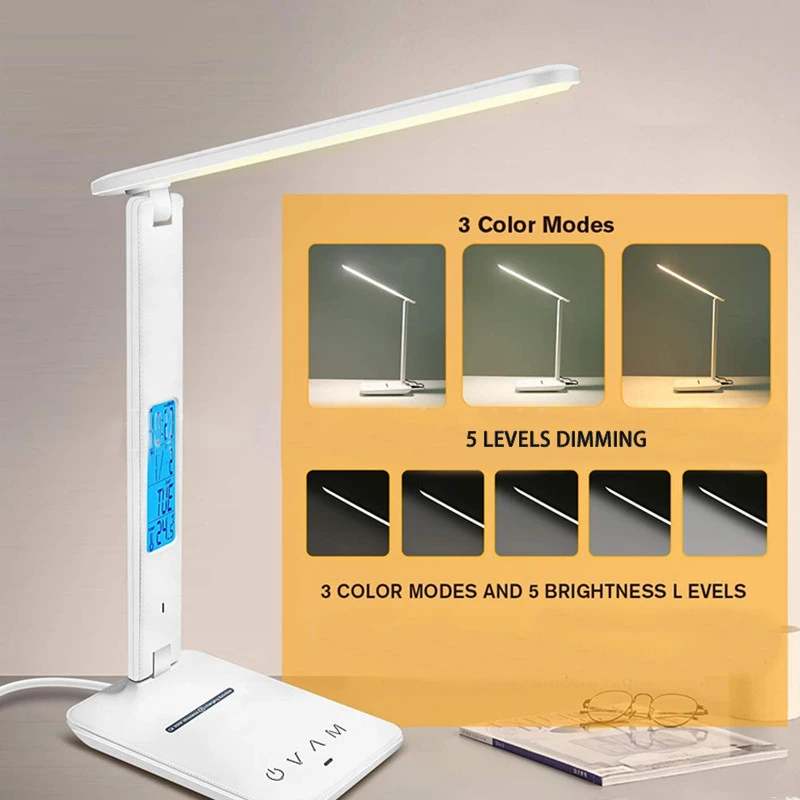 Светодиодная настольная лампа Smart Touch 10 Вт с беспроводной зарядкой складной