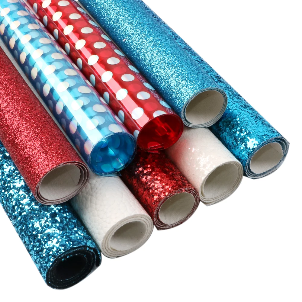 

David accessories 9pcs/set 20*33cm July 4th Synthetic Leather Set Patchwork Faux Leather Fabric for Bows DIY Decoration ,c10687