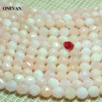 onevan natural morganite pink diamond faceted beads 6mm 8mm round stone bracelet necklace jewelry making diy accessories design