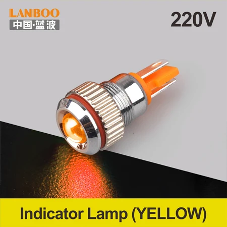 8mm-Yellow(220V) LANBOO 8 мм IP68 водонепроницаемый точечный светильник красный зеленый желтый Буле 12 В 24 в 110 В 250 В светодиодная металлическая контрольная лампа световой индикатор - Цвет: 8mm-Yellow(220V)