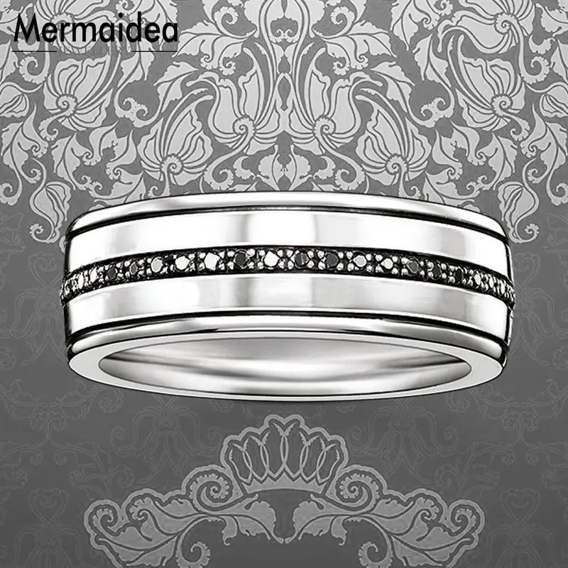 Черная линия обручальные кольца посеребренные циркониевые модные ювелирные