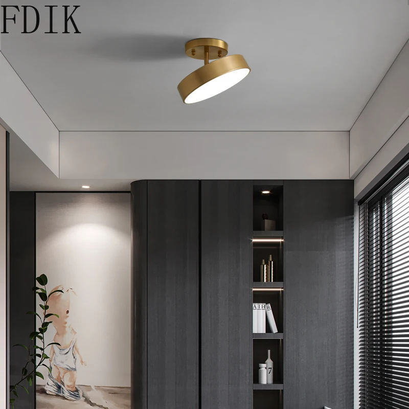 Современный роскошный потолочный светильник медный светодиодный плафон для