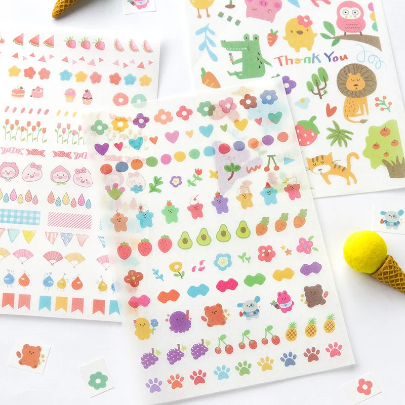 1 лист милые канцелярские наклейки животные бумажные для детей