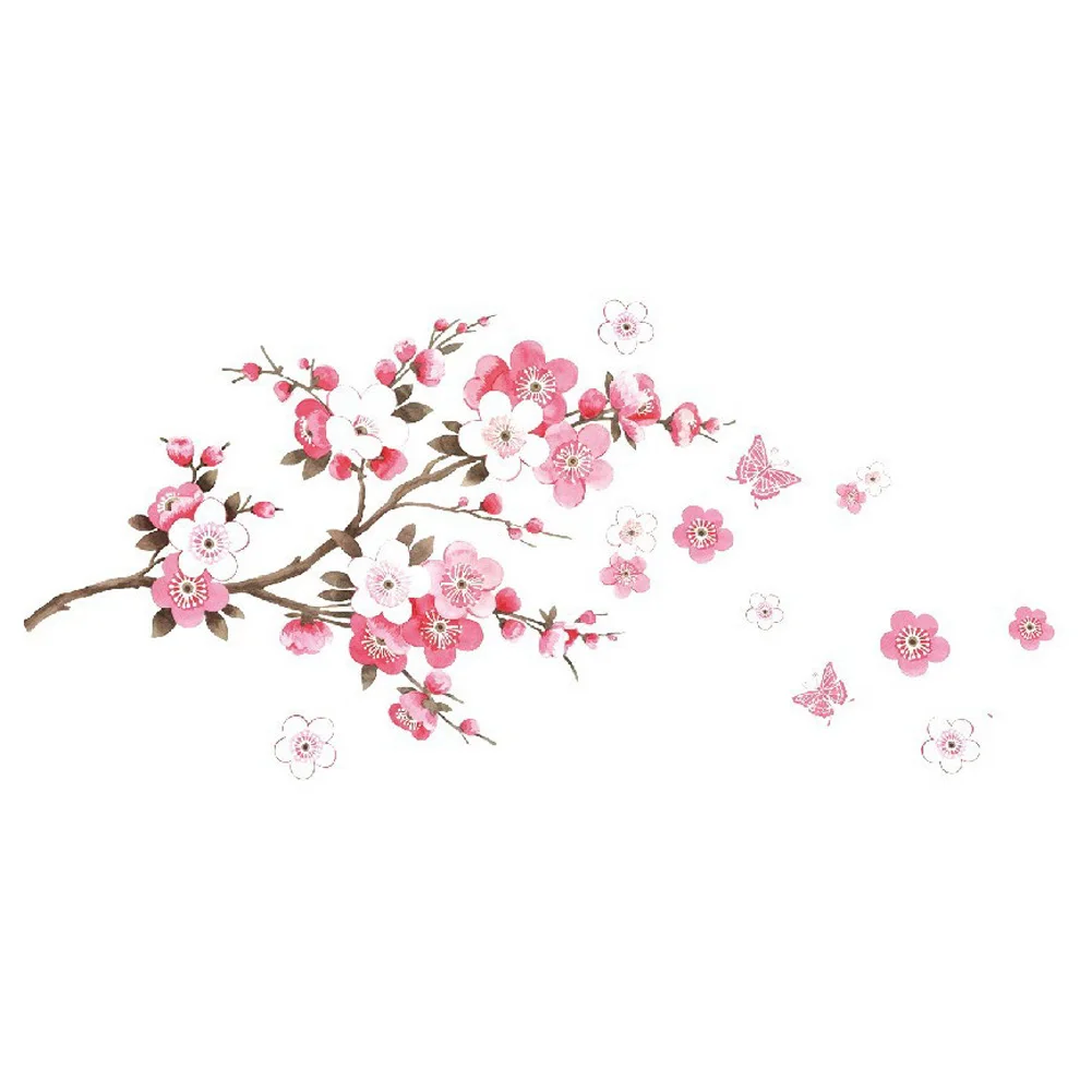 Room Peach Blossom Flower Butterfly Wall Stickers Vinyl Art Decals Decor Mural Poster For Living Kids Rooms | Дом и сад