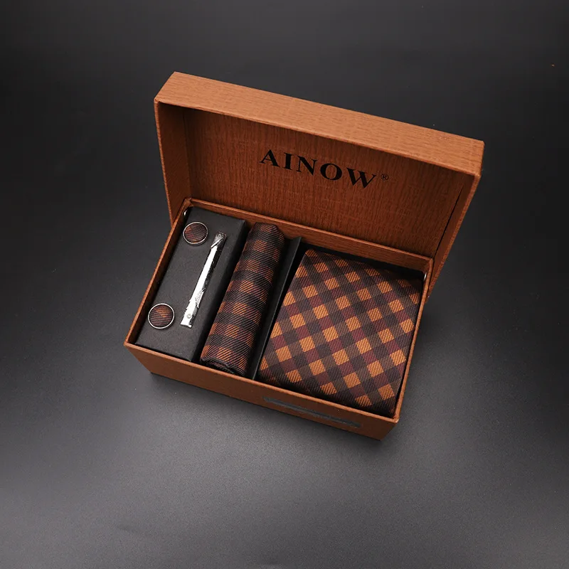 Мужской галстук жаккардовый тканый 8 см с цветочным рисунком клетчатый