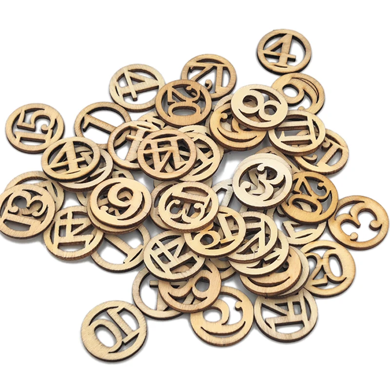 

50 шт., деревянные цифры для скрапбукинвечерние