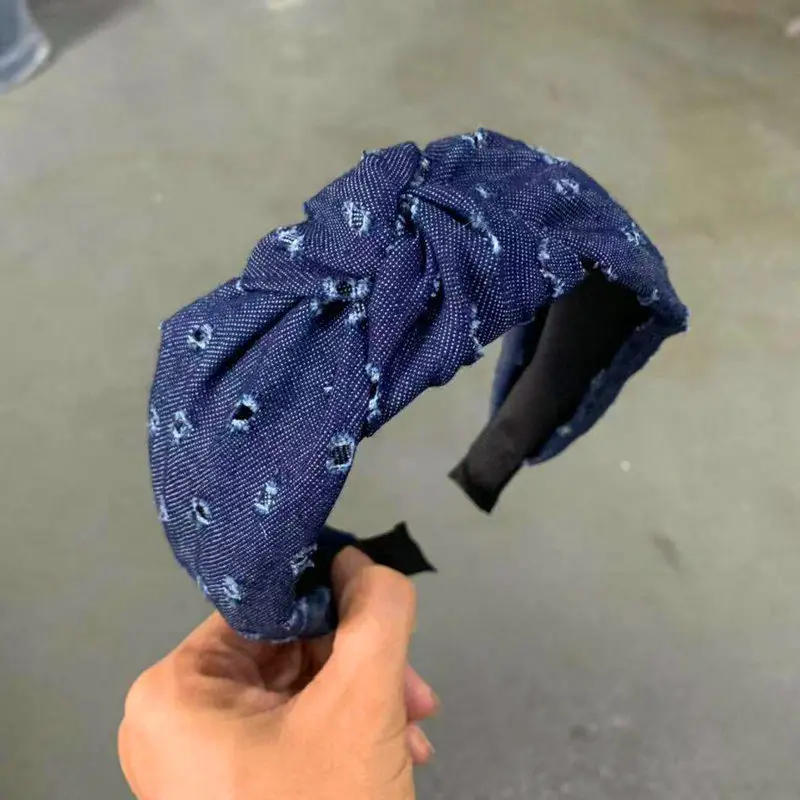 2019 новые модные ковбойские джинсы с дырками однотонные широкие повязки для волос