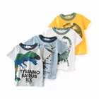 Летние детские футболки с коротким рукавом для мальчиков, топы, одежда для маленьких мальчиков, футболки с принтом динозавра, детская одежда, Детская Хлопковая одежда, 1-8 лет