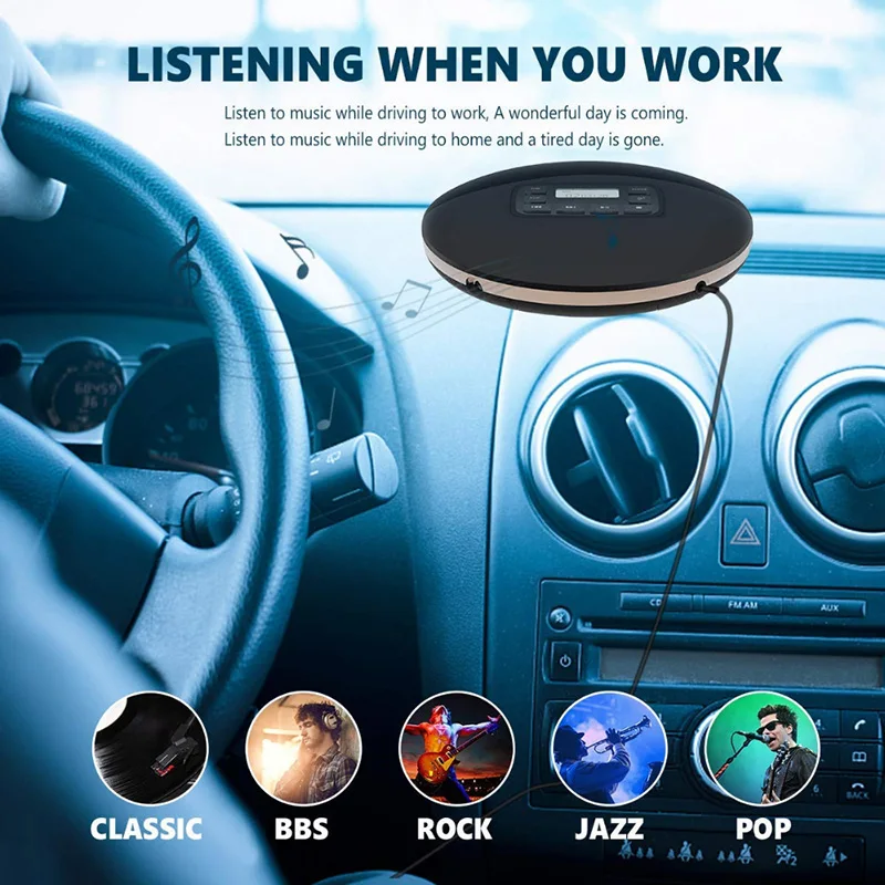 Портативный CD-проигрыватель CD611T с Bluetooth ЖК-дисплей противоударный автомобильный