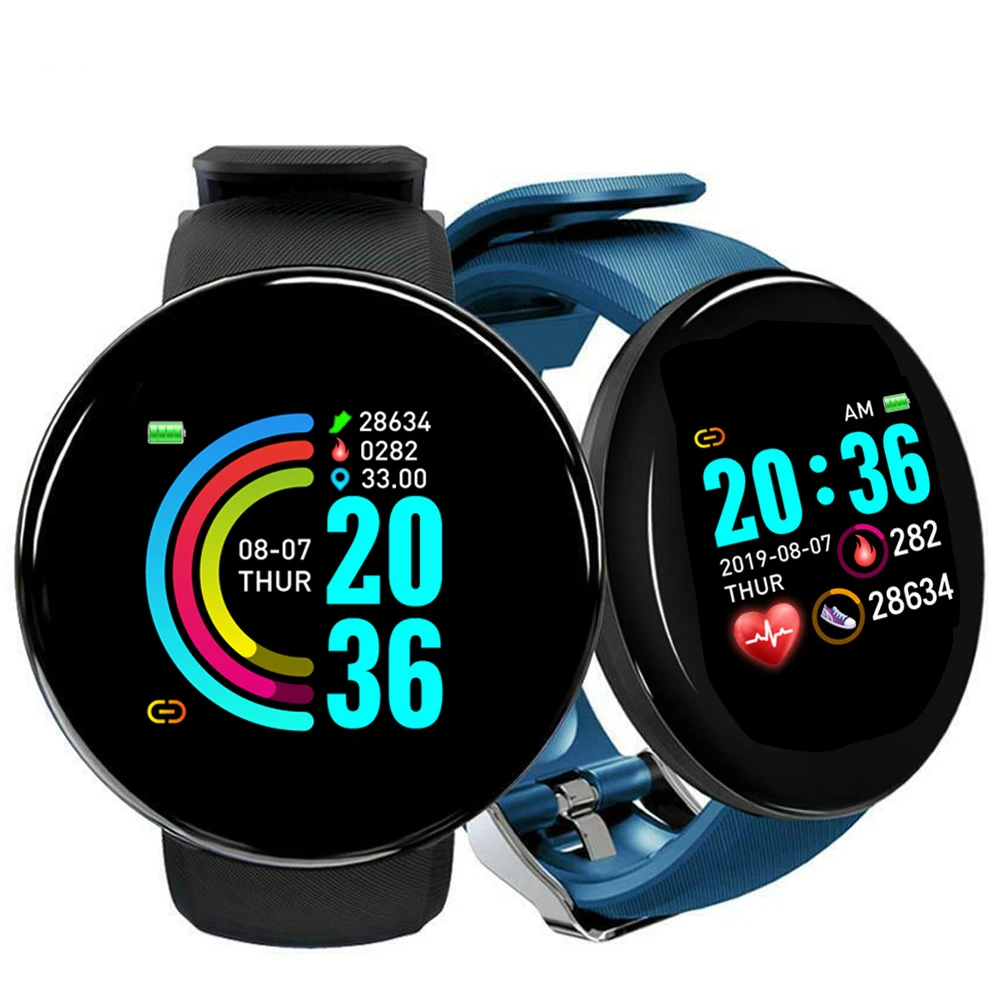 

D18 Sport Smart Watch Women Men Bluetooth Fitness Tracker Heart Rate Monitor Blood Pressure Smart Watch for Xiaomi Huawei