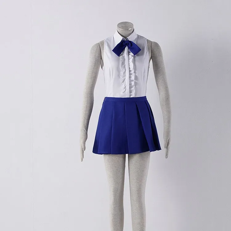 only dress set Сказочное животное, хвост, костюмы для косплея, Эрза, алая белая рубашка и синяя юбка, комплект для косплея, одежда для женщин, вечерние платья на Хэллоуин - Цвет: only dress set