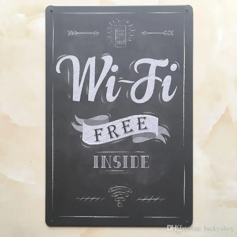 

Free Wifi Vintage home Bar Pub Hotel Restaurant Coffee Shop home Decorative Metal Retro Tin Sign