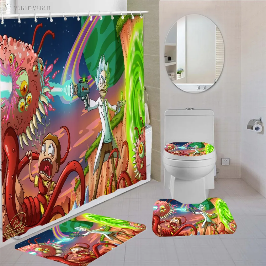Online Fantasy Anime Stampa 3D Set Di Tende Per Doccia Tenda Da Bagno Impermeabile Tappetino Da Bagno Tappeto Tappeto Toilette 4 Pezzi Set Decorazioni Per La Casa