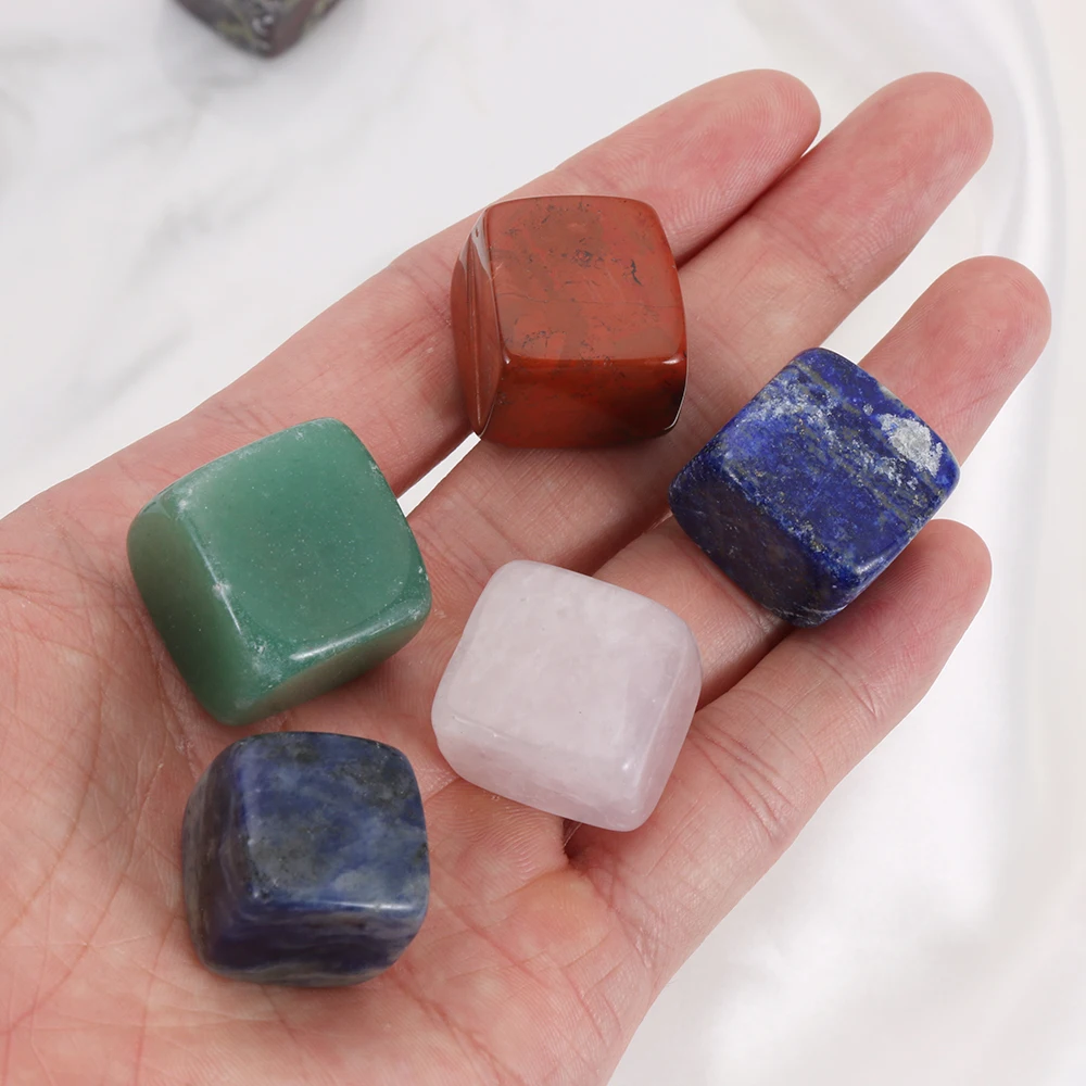 

1PC Mini Square Natural Stone Ornament Natural Citrine Lapis Lazuli Amethyst Healing Stone for Collection