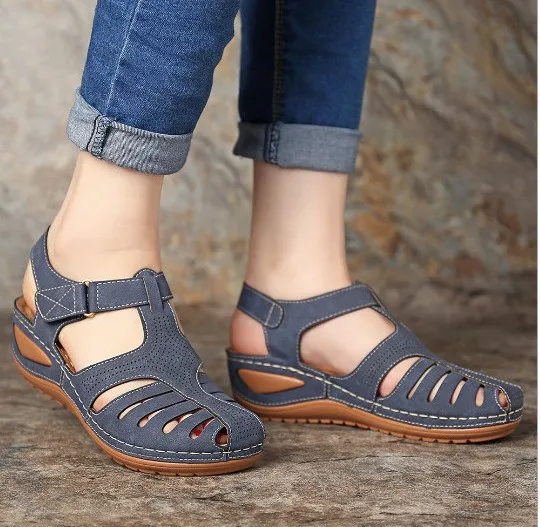 

Woman 2020 Summer Leather Vintage Sandals Buckle Casual Sewing Women Retro Sandalias Female Ladies Platform Shoes 35-43