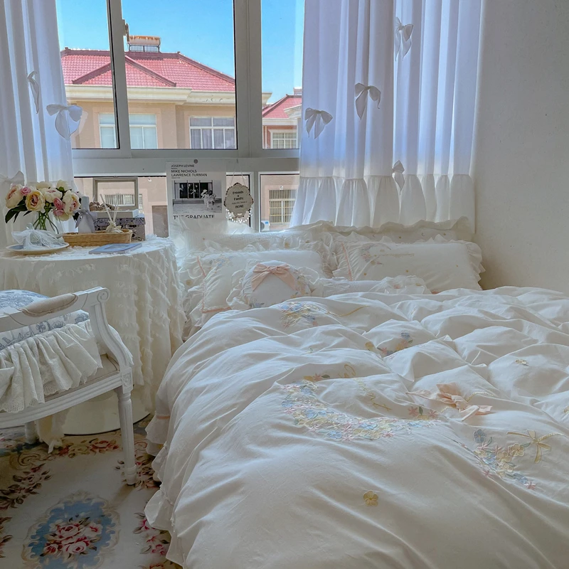 Хлопковое покрывало с вышивкой молочным ароматом для девушек 1 5/1 8 м | Дом и сад