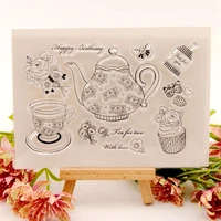 clear stamps flowers teapot rubber stamp for diy scrapbooking card making album photo paper new 2020 stamps handmade decorative