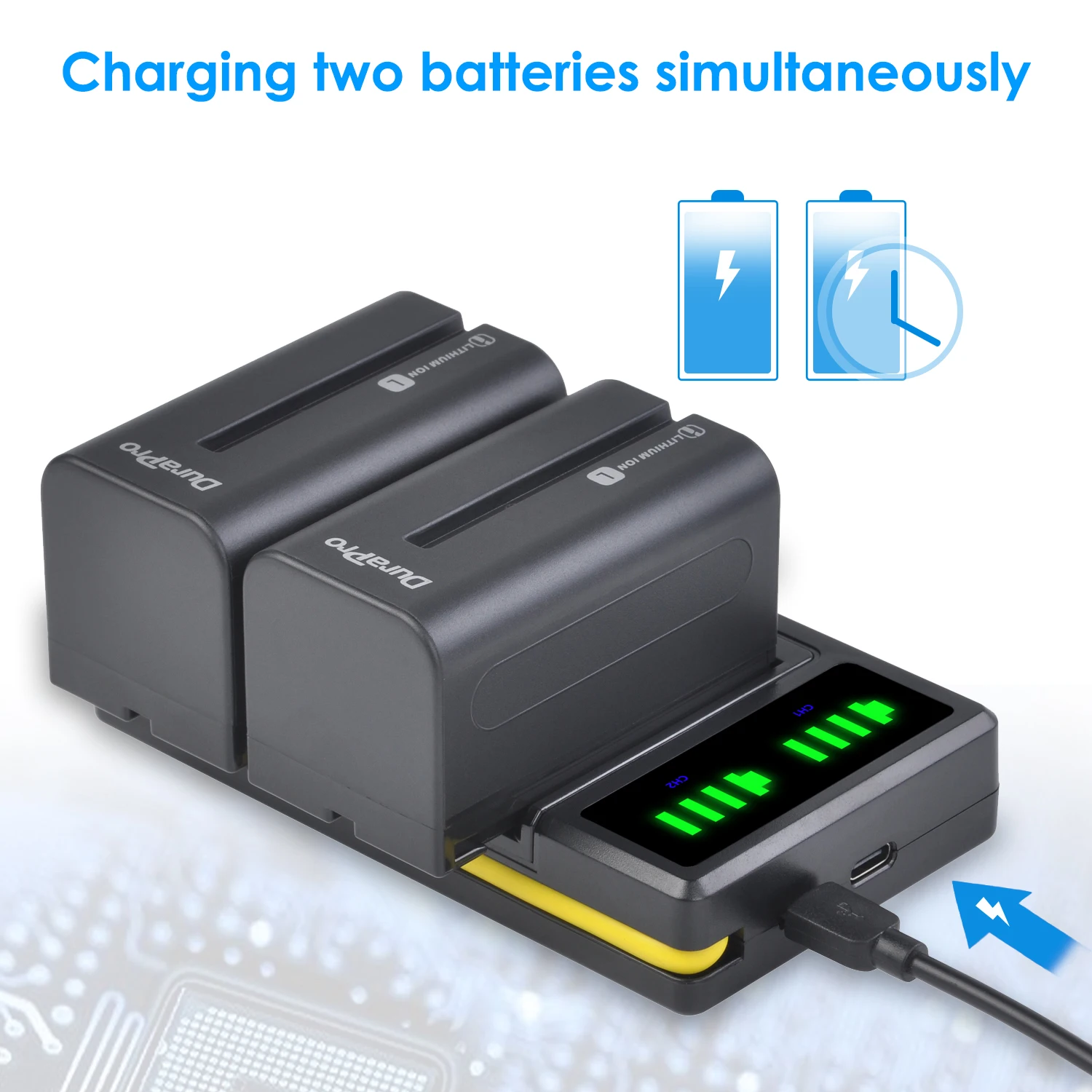 2PC 5200mAH NP-F750 NP-F770  Li-ion Camera Battery + LED USB Dual Charger for Sony NP F970 F960 F550 F570 QM91D CCD-RV100 TRU47E