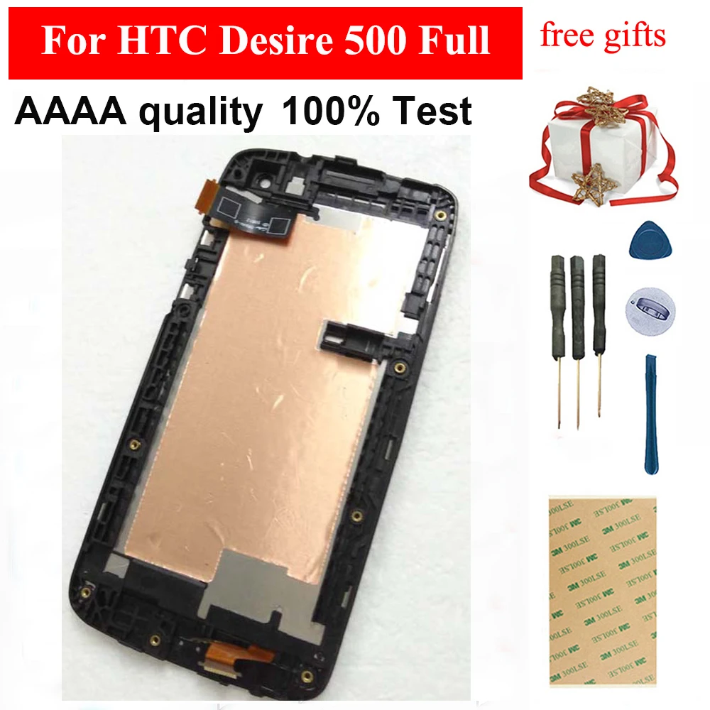 

For HTC Desire 500 Full Touch Screen Digitizer Sensor Panel Glass + LCD Display Monitor Module Assembly With Frame Bezel Housing